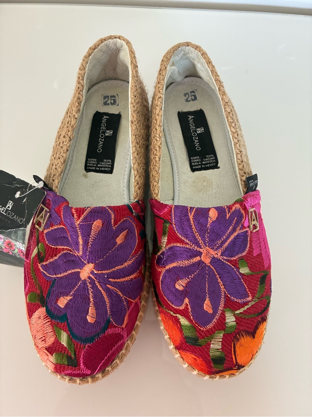 Angelozano Espedrille Slip-on Flats Embroidered Floral Women's Sz 8 Shoes Boho